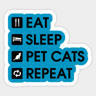 Eat Sleep Pet Cats Repeat - Cat Lover Sticker